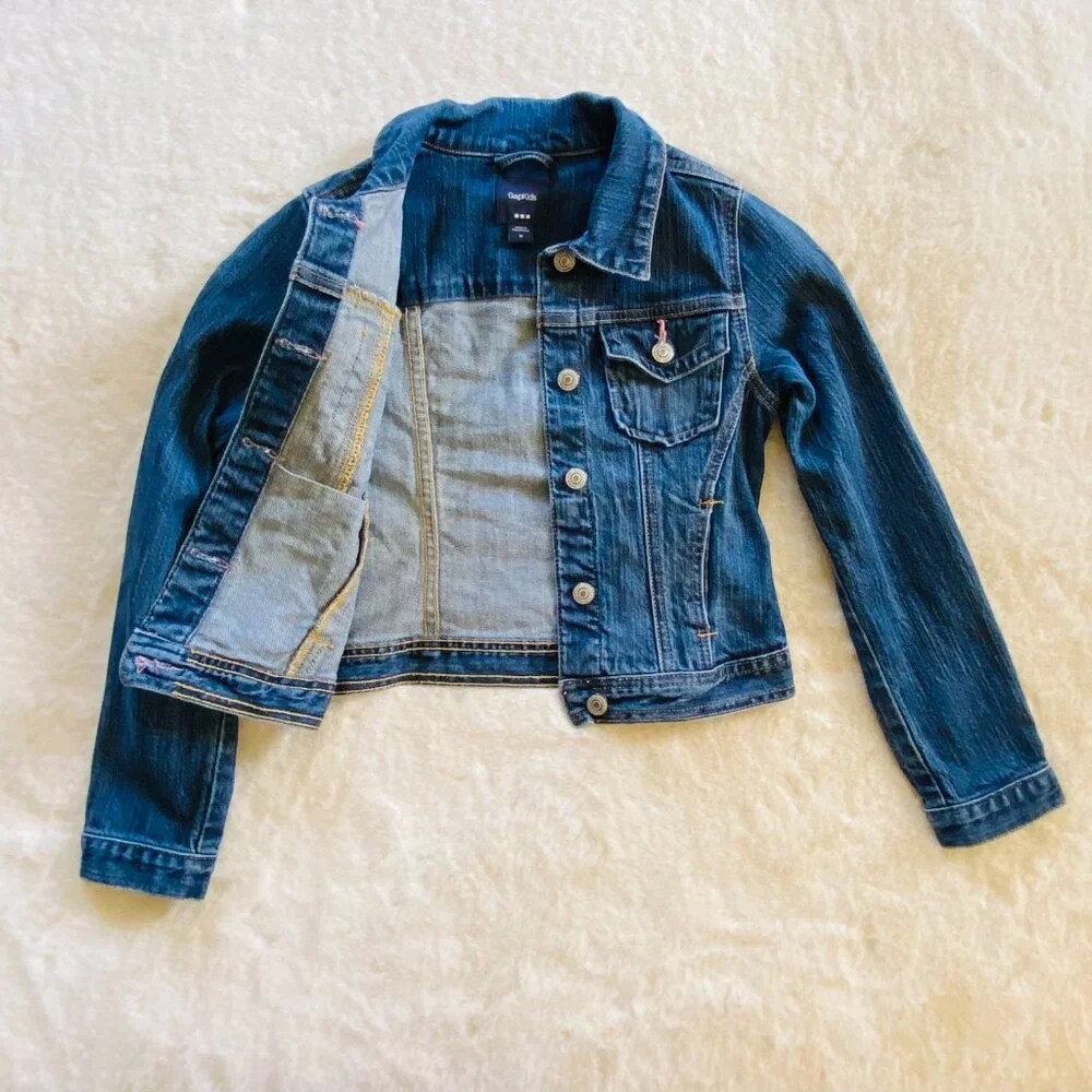 GAP Factory Girl’s Denim Jacket Dark Wash size M 7/8 Excellent Condition